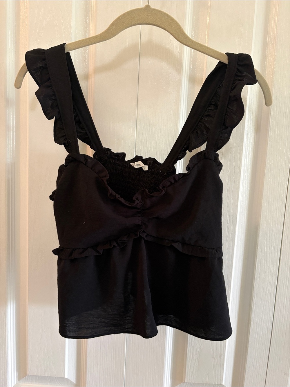 Timing Black Ruffled Crop Top